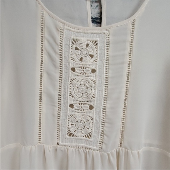 Boho cream peasant top by Monteau size L EUC - Picture 3 of 8